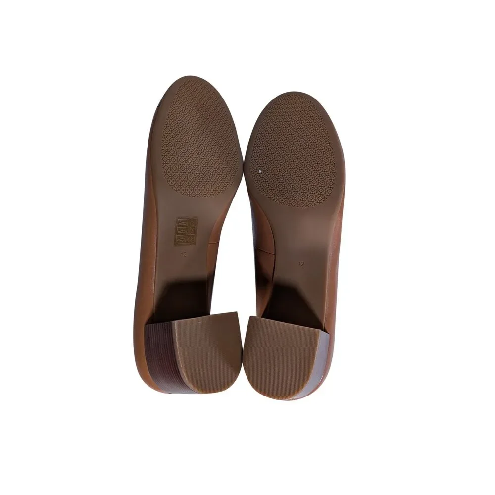 Tory Burch - Tan Patent & Matte Leather Pumps w/ Logo Toe Sz 12